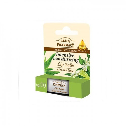 Green Pharmacy Бальзам для губ Алое та Лайм інтенсивне зволоження, 3,6г (Green Pharmacy)