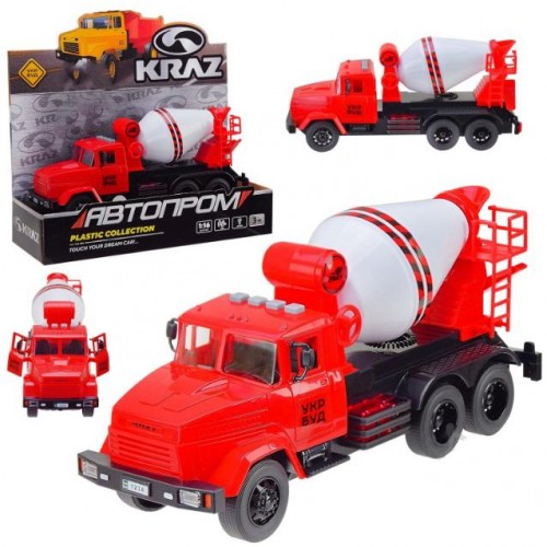 Машинка пластикова "Будівельна техніка. АВТОПРОМ. КРАЗ" (світло ,звук, короб. 32,5*19*12 см) (Автопром)