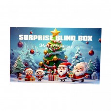 Адвент-календарь 24 окошка, резиновые фигурки, текстильные гномики, стоячие елки, в коробке