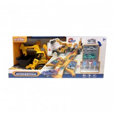 Трек 2 металопластикові машинки, спецтехніка, рухливий ківш, звуки, мелодія, підсвічування, в коробці