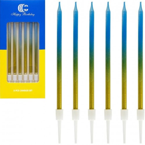 Набір свічок для торта 6шт, жовто-блакитний (MiC)