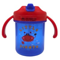 Детский поильник с трубочкой, 280 мл (СИНЯЯ-КРАСНЫЕ РУЧКИ)