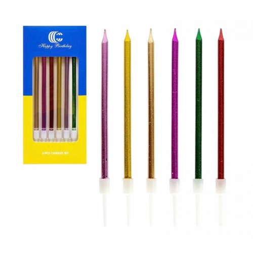 Набір свічок для торта 6 шт. кольорові (MiC)