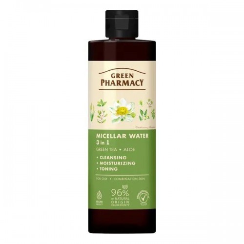 Green Pharmacy Міцелярна вода 3в1 Зелений чай та алое, 500мл (Green Pharmacy)