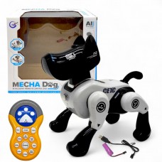Песик на радіокеруванні (акум. 3,7 V, пульт 2,4 Ghz, музика, підсвічування, звуки, USB-кабель, сенсорний датчик, історії англійською мовою, танцює, виконує команди, регулювання гучності (білий)