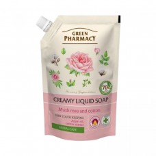 Green Pharmacy жидкое мыло 460мл дой-пак мускатная роза и хлопок EN