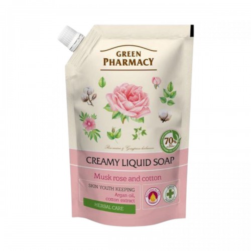 Green Pharmacy рідке мило 460мл дой-пак мускатна троянда та бавовна EN (Green Pharmacy)