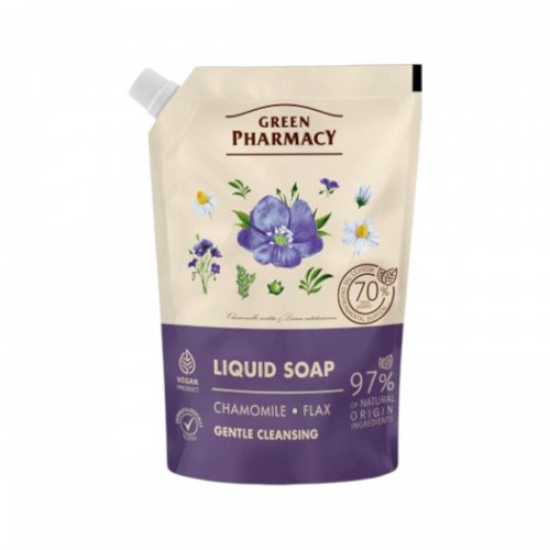 Green Pharmacy рідке мило 460мл дой-пак ромашка та льон EN (Green Pharmacy)