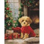 Алмазна мозаїка "Пудель біля ялинки" 40х50 см (Ідейка)