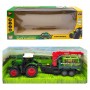 Трактор іграшковий (довжина з причепом 49 см, рухомі елементи, інерція, причіп, 2 фігурки тварин) в коробці - 53х16х22 см (MiC)