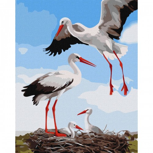 Картина по номерам "Семья аистов" 40х50 см (Ідейка)