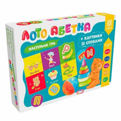 Гра "Лото: абетка+картинки зі словами" укр (Ранок)