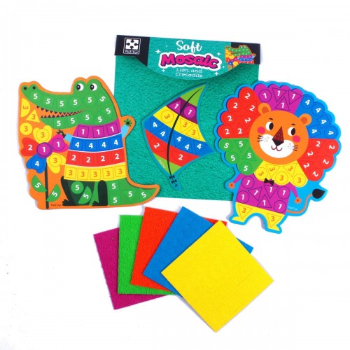 Набір для творчості зі плюшевою мозаїкою «Лев та Крокодил» укр (Vladi Toys)