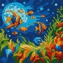 Картина за номерами - "Вітраж. Морський світ" ©art_selena_ua, 30х30см (Ideyka)