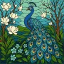 Картина за номерами - "Вітраж. Павич в магнолії" ©art_selena_ua, 30х30см (Ideyka)