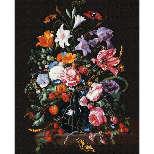 Картина за номерами "Ваза з квітами та ягодами" ★★★★★ (Ідейка)