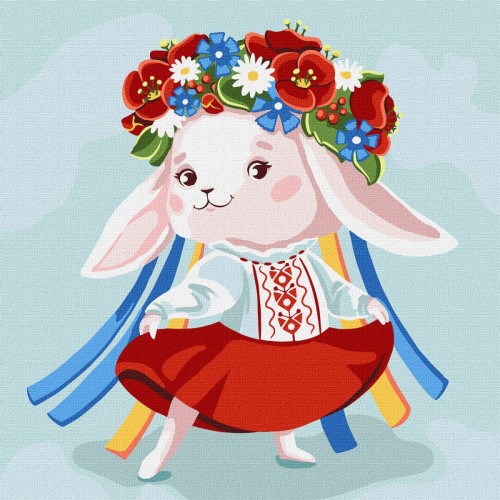 Картина по номерам "Зайка-украиночка" ★★ (Ідейка)