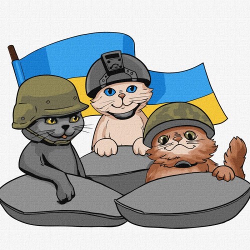 Картина по номерам "Пушистая оборона" ★★ (Ідейка)