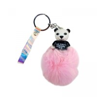 Брелок ПАНДА С МЕХОВЫМ ШАРИКОМ (РОЗОВЫЙ)