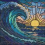 Алмазная мозаика - "Витраж. Волна" ©art_selena_ua, 30х30см (Ideyka)