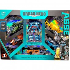 Набор трансформеров (6в1), робот высотой 48 см, бластер, экскаватор, 2 бульдозера, самосвал, кран, бетономешалка