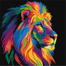 Картина за номерами - Яскравий лев 30х30 см.