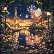 Картина по номерам - Салюты Парижа 40х40 см
