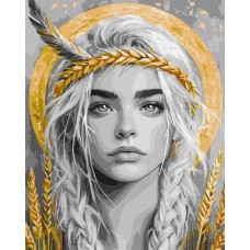 Картина по номерам - Колоски в волосах с красками металлик extra 40х50 см.