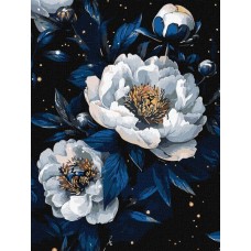 Картина по номерам - цветочное созвездие с красками металлик extra 30х40 см.