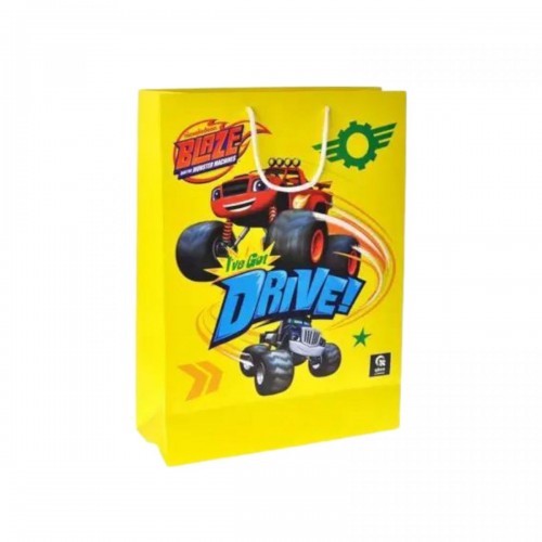 Пакет бумажный L "Блеск и чудо-машины" р.31x42x12 см (qbee)