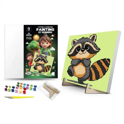 Картина по номерах на підставці "Єнотик" (25х25 см) (qbee)