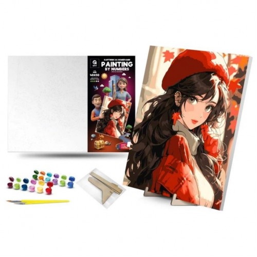 Картина по номерах 40х50 см "Прекрасна незнайомка" з деревʼяною підставкою (qbee)