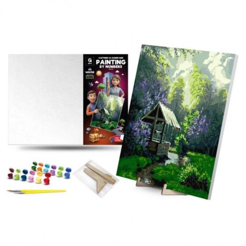 Картина по номерах 40х50 см "Літній дощ"" з деревʼяною підставкою (qbee)