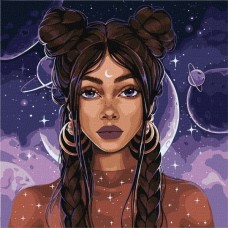 Картина по номерам – Космическая девушка 40х40 см.