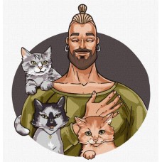 Картина по номерам - Три пушистика 30х30 см.