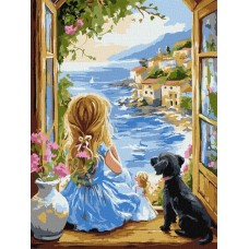 Картина по номерам - Мечтающая девочка 30х40 см.