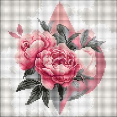 Алмазная мозаика - Геометрические фигуры с пионами ©art_selena_ua, 30х30см