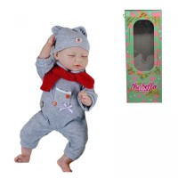 Пупс, функциональный, датчик движения, звуки: смех, плач, засыпает, высота: 42 см, резиновый, пустышка, бутылочка, памперс, шарф, шляпка, в коробке