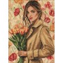 Алмазная мозаика - "Девушка в пальто с тюльпанами" ©art_selena_ua, 30х40см (Ideyka)