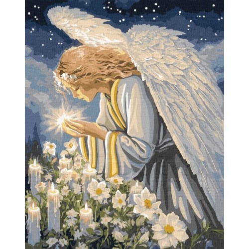 Картина за номерами - "Молитва янгола" з фарбами металік ©art_selena_ua, 40х50см (Ideyka)