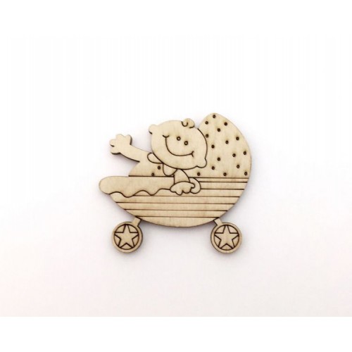 Декоративный элемент "Фигурка из фанеры на магните. Малыш в коляске №1" (Ideyka)