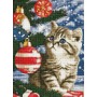 Алмазна мозаїка - "Кошеня під ялинкою" з голограмними стразами (AB) ©art_selena_ua, 30х40см (Ideyka)