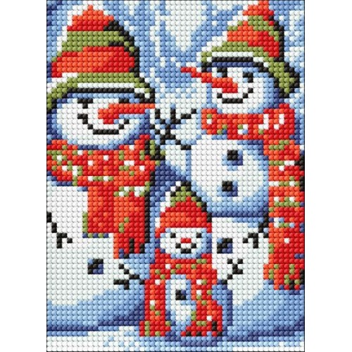 Алмазна мозаїка без підрамника - "Чарівні сніговики" ©art_selena_ua, 15х20см (Ideyka)