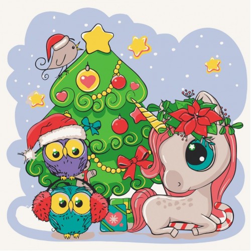 Картина по номерам "Єдиноріжка з друзями" 30х30 см (art craft)