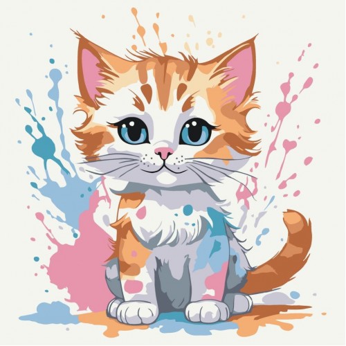 Картина по номерам "Кольоровий пухнастик" 30х30 см (art craft)