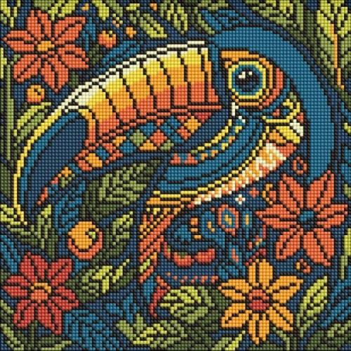 Алмазна мозаїка - "Вітраж. Тукан" ©art_selena_ua, 30х30см (Ideyka)