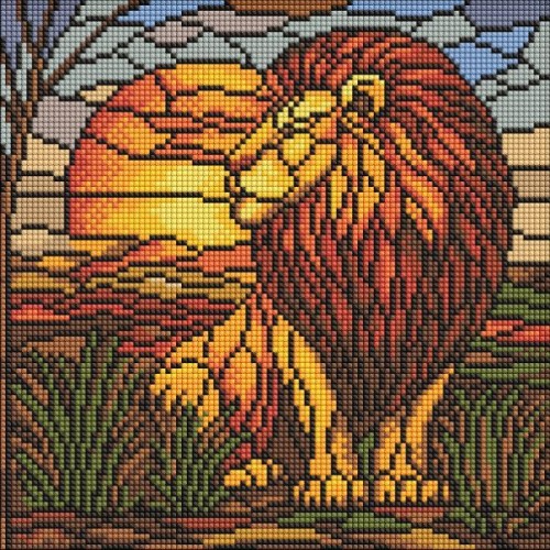 Алмазна мозаїка - "Вітраж. Лев" ©art_selena_ua, 30х30см (Ideyka)