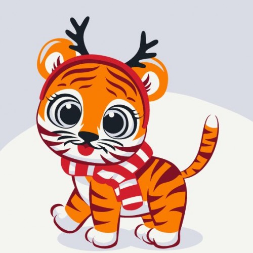 Картина по номерам "Смугастик в шарфику" 20x20 см. (Brushme)