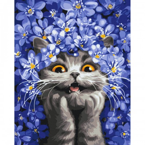 Картина по номерам "Киця в пролісках" 40x50 см. Маріанна Пащук (Brushme)