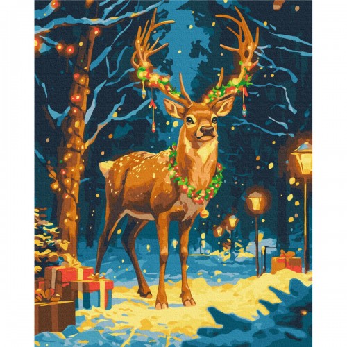 Картина по номерам "Рождественский олень" 40x50 см. (Brushme)